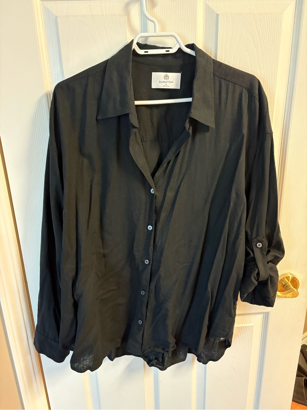 Babaton Black Linen Utility Shirt
